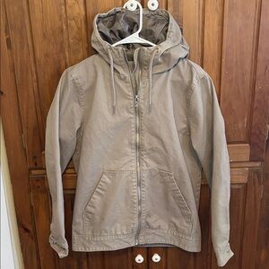 Divided Women’s Light Khaki Green Canvas Hooded Jacket Size Small
